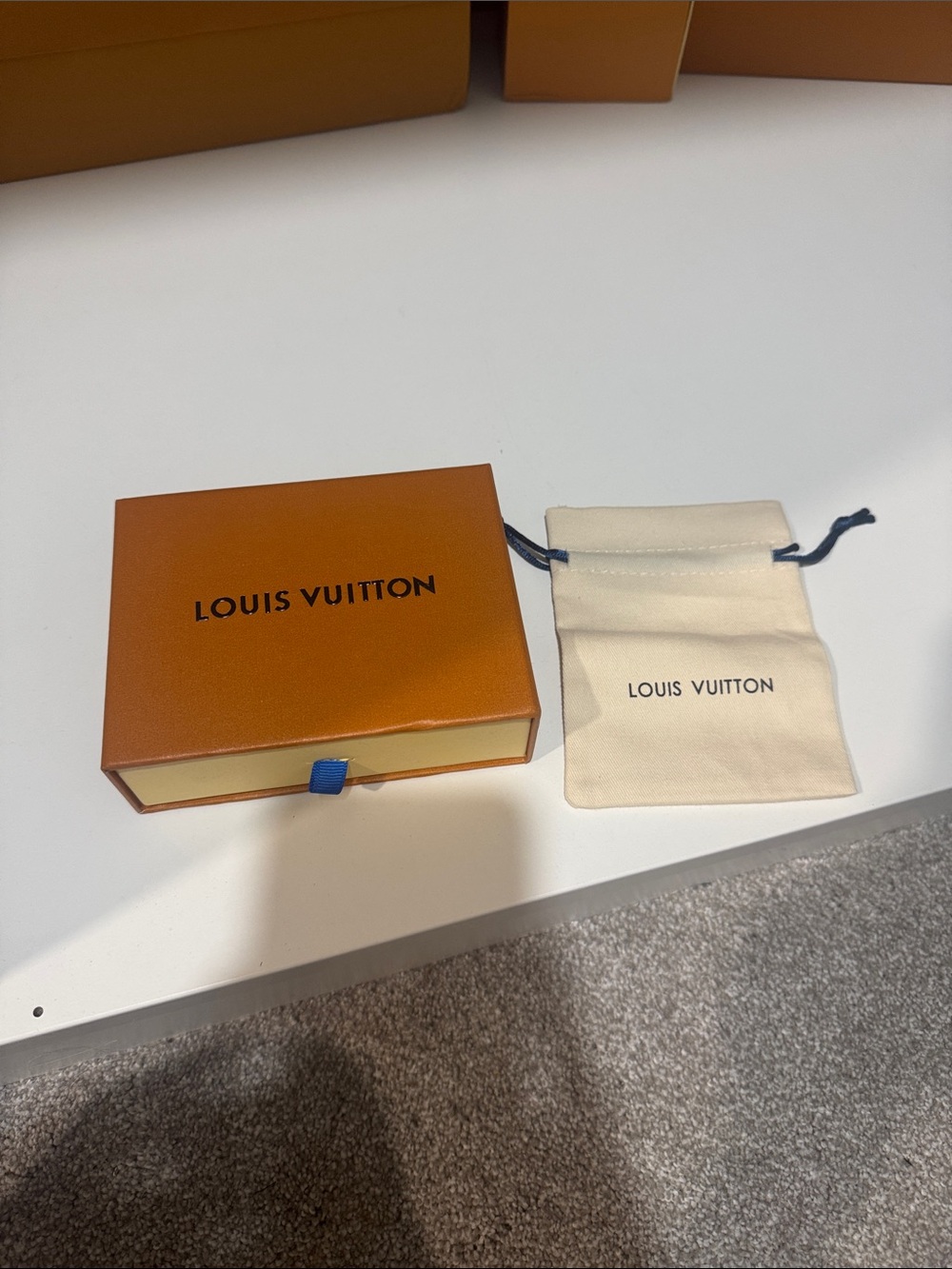 LV  Orange Box with Beige Drawstring Pouch gift set